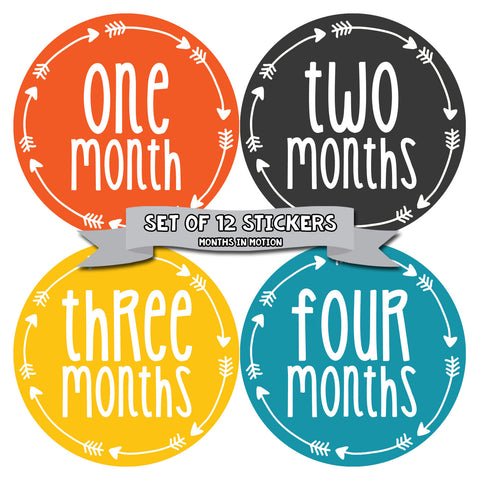 Baby Month Stickers 12 Monthly Milestone Stickers for Baby Boy