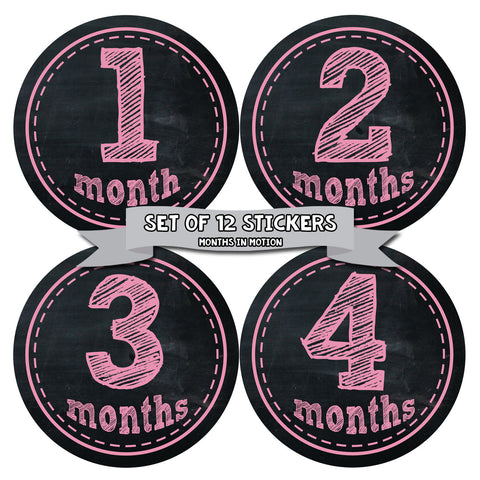 Monthly Baby Stickers Baby Girl Chalkboard Milestone Age (146)