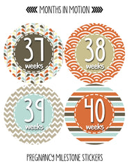 Months in Motion 918 Pregnancy Baby Bump Belly Stickers Maternity Week Sticker - Monthly Baby Sticker
