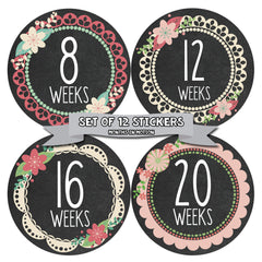 Months in Motion 914 Pregnancy Baby Bump Belly Stickers Maternity Week Sticker - Monthly Baby Sticker
