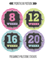 Months in Motion 913 Pregnancy Baby Bump Belly Stickers Maternity Week Sticker - Monthly Baby Sticker