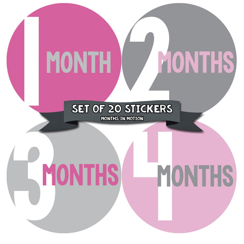 Monthly Baby Stickers Milestone Age Sticker Photo Prop Newborn Girl Pink