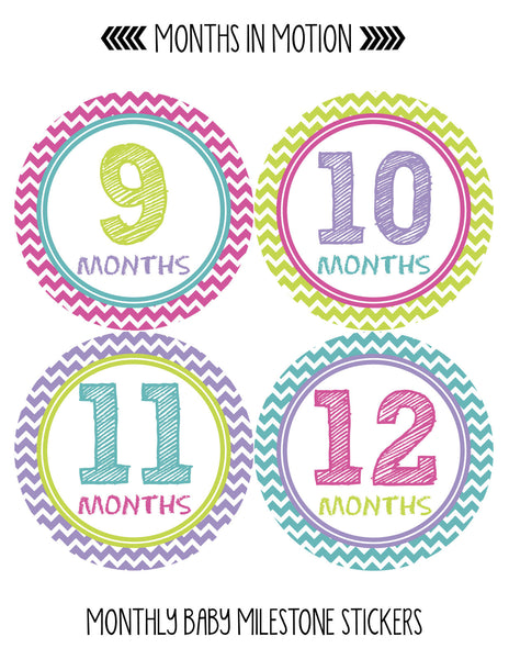 PRINTABLE Baby Girl Month Stickers, Milestone Month Stickers