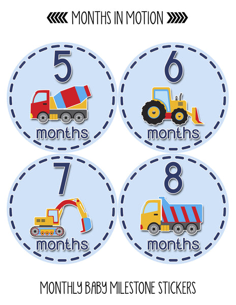 Months in Motion 072 Monthly Baby Stickers Baby Boy Month 1-12