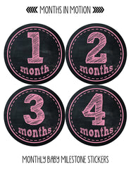 Monthly Baby Stickers Baby Girl Chalkboard Milestone Age (146) - Monthly Baby Sticker