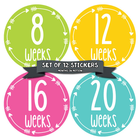 Months in Motion - Pregnancy Belly Stickers - Maternity Week Sticker (964)