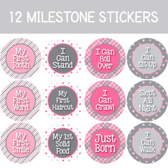 36 Sticker Set Baby Girl Monthly Milestone Stickers for 1st Year | Includes Months, Milestones, and Holidays