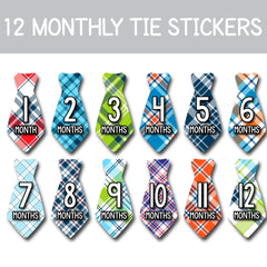 36 Sticker Set Baby Boy Monthly Milestone Tie Stickers for 1st Year | Includes Months, Milestones, and Holidays
