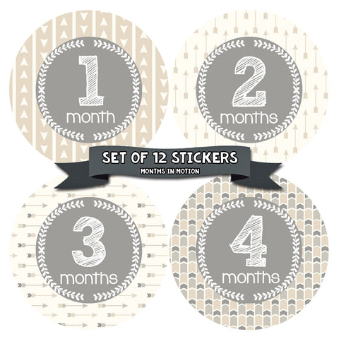 Baby Monthly Stickers | Gender Neutral Month Stickers for Baby | Style 1059