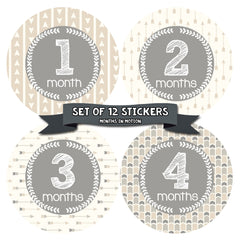 Baby Monthly Stickers | Gender Neutral Month Stickers for Baby | Style 1059 - Monthly Baby Sticker