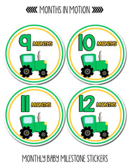 Months in Motion 039 Monthly Baby Stickers Baby Boy Months 1-12 Tractor - Monthly Baby Sticker
