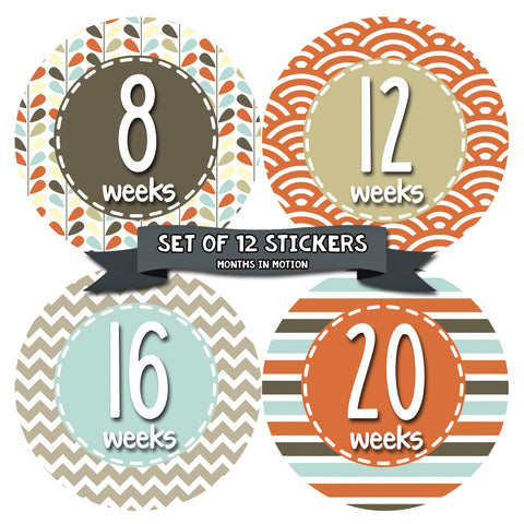 Months in Motion 918 Pregnancy Baby Bump Belly Stickers Maternity Week Sticker