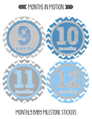 MONTHS IN MOTION Monthly Newborn Baby BOYS Milestone Photo Prop Stickers