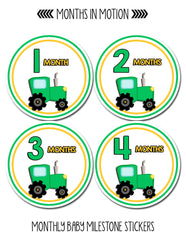 Months in Motion 039 Monthly Baby Stickers Baby Boy Months 1-12 Tractor - Monthly Baby Sticker
