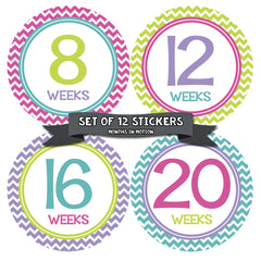 Months in Motion 902 Pregnancy Baby Bump Stickers Maternity Week Sticker Chevron - Monthly Baby Sticker