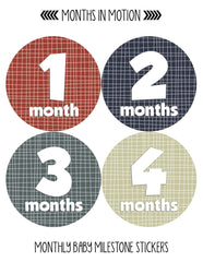 Months in Motion 010 Monthly Baby Stickers Baby Boy Months 1-12 Milestone - Monthly Baby Sticker
