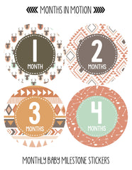 Months in Motion 383 Monthly Baby Stickers Baby Boy Girl Months 1-12 - Monthly Baby Sticker