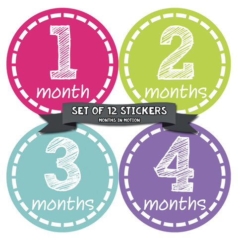 Months in Motion 148 Monthly Baby Stickers Milestone Photo Prop Newborn Girl