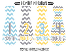 Months in Motion 747 Monthly Baby Stickers Necktie Tie Baby Boy Months 1-12 - Monthly Baby Sticker