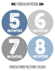 Months in Motion 057 Monthly Baby Stickers Baby Boy Milestone Age Sticker Photo - Monthly Baby Sticker