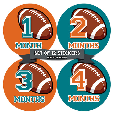 Monthly Baby Stickers Football Baby Boy Month 1-12 Milestone Age Sticker Photo