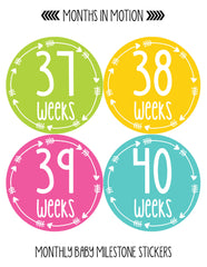 Months in Motion - Pregnancy Belly Stickers - Maternity Week Sticker (964) - Monthly Baby Sticker