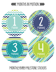 Months in Motion 360 Monthly Baby Stickers Baby Boy Milestone Age Sticker Photo - Monthly Baby Sticker