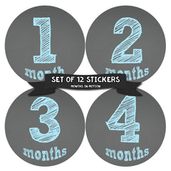 Months in Motion 123 Monthly Baby Stickers Baby Boy Chalkboard Milestone Age - Monthly Baby Sticker