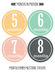 Months in Motion 170 Monthly Baby Stickers Milestone Newborn Girl Pink - Monthly Baby Sticker