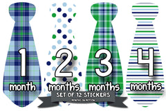 Months in Motion 752 Monthly Baby Stickers Necktie Tie Baby Boy Months 1-12 - Monthly Baby Sticker