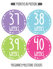 Months in Motion - Pregnancy Belly Stickers - Maternity Week Sticker (960) - Monthly Baby Sticker