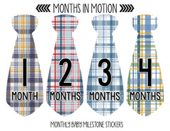 Months in Motion 719 Monthly Baby Stickers Necktie Tie Baby Boy Months 1-12 - Monthly Baby Sticker