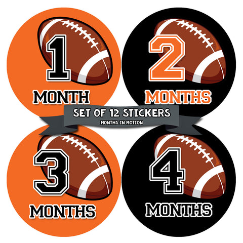 Monthly Baby Stickers Football Baby Boy Month 1-12 Milestone Sticker