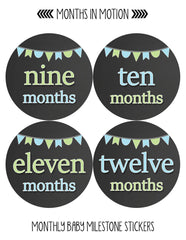 Months in Motion 335 Monthly Baby Stickers Baby Boy Months 1-12 Chalkboard - Monthly Baby Sticker