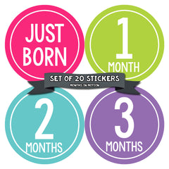 MONTHS IN MOTION Monthly Newborn Baby GIRL Milestone Stickers DELUXE SET