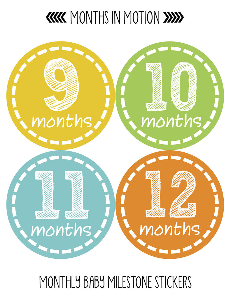  Months in Motion Baby Monthly Necktie Stickers - Baby