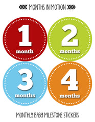 Monthly Baby Stickers - Baby Boy - Month 1-12 - Milestone Age Sticker Photo - Monthly Baby Sticker