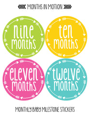 MONTHS IN MOTION Monthly Newborn Baby GIRL Milestone Photo Prop Stickers