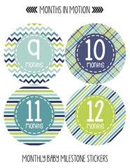 Months in Motion 360 Monthly Baby Stickers Baby Boy Milestone Age Sticker Photo - Monthly Baby Sticker