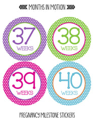 Months in Motion 903 Pregnancy Baby Bump Belly Stickers Maternity Week Sticker - Monthly Baby Sticker