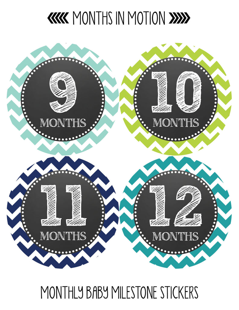 36 Sticker Set Baby Boy Monthly Milestone Stickers for 1st Year