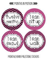 MONTHS IN MOTION Monthly Newborn Baby GIRL Milestone Stickers DELUXE SET