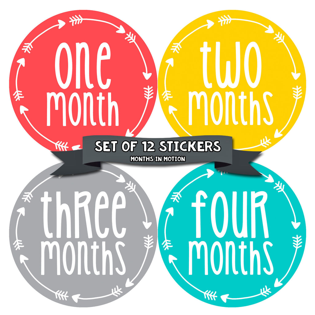 Months in Motion Monthly Baby Stickers Baby Boy or Baby Girl Milestone sticker - Monthly Baby Sticker