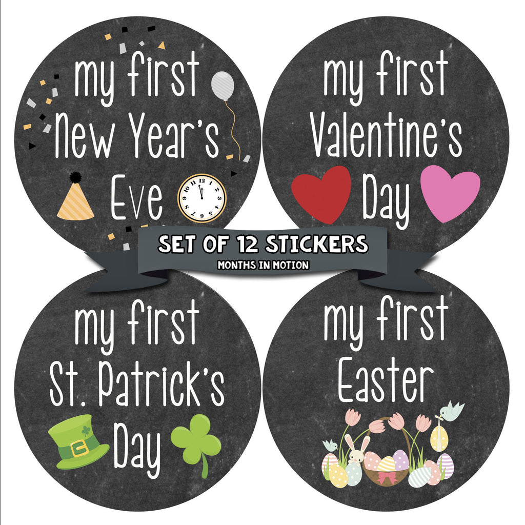 My First Holiday Baby Stickers Milestone Christmas, Birthday, Halloween, Easter