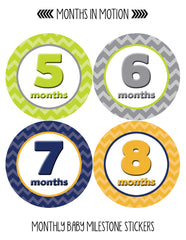 Months in Motion 008 Monthly Baby Stickers Baby Boy Months 1-12 Milestone - Monthly Baby Sticker
