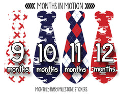 MONTHS IN MOTION Baby Monthly Tie Stickers Month Stickers Boy Necktie Photo Prop - Monthly Baby Sticker