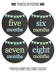 Months in Motion 335 Monthly Baby Stickers Baby Boy Months 1-12 Chalkboard - Monthly Baby Sticker