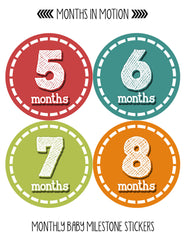 Months in Motion 078 Monthly Baby Stickers Baby Boy Month 1-12 Milestone Age - Monthly Baby Sticker