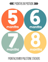 Months in Motion 100 Monthly Baby Stickers Baby Boy Milestone Age Sticker Photo - Monthly Baby Sticker