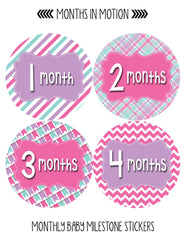 Months in Motion 409 Monthly Baby Stickers Girl Monthly Photo Milestone Month - Monthly Baby Sticker